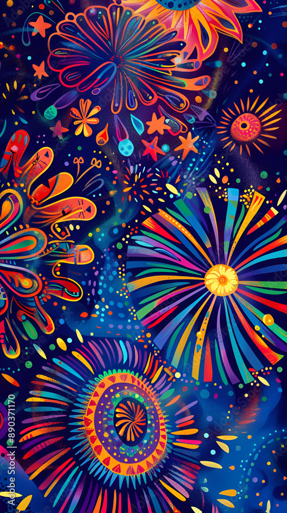fireworks on the night sky, Generative AI fireworks on the night sky, Generative AI