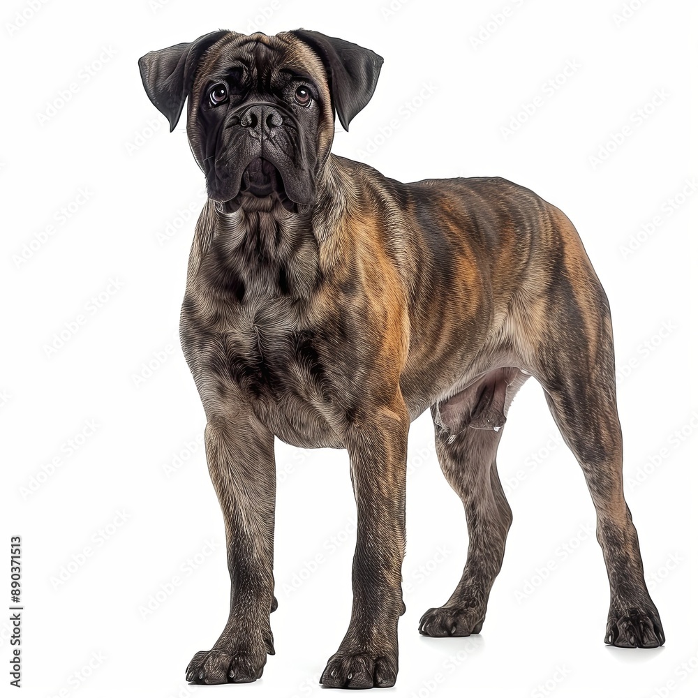 young bull mastiff in front of white background young bull mastiff in front of white background