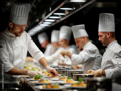 A chef guiding a team of ki...