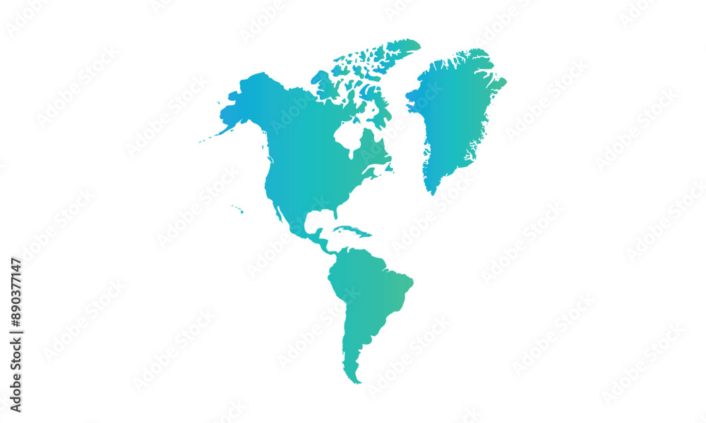 Obraz premium America map Modern Color,isolated on white background for website layouts,background,education, precise,customizable,Travel worldwide,map silhouette backdrop,earth geography, political,reports.