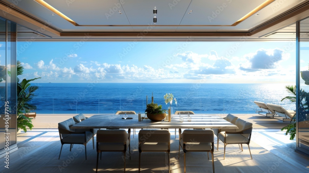 Fototapeta premium Luxurious Seaside Dining with Breathtaking View