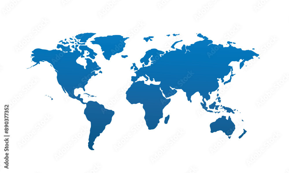 Fototapeta premium World map modern color,isolated on white background for website layouts,background,education, precise,customizable,Travel worldwide,map silhouette backdrop,earth geography, political,reports.