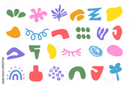 Doodle and organic geometric shapes collection