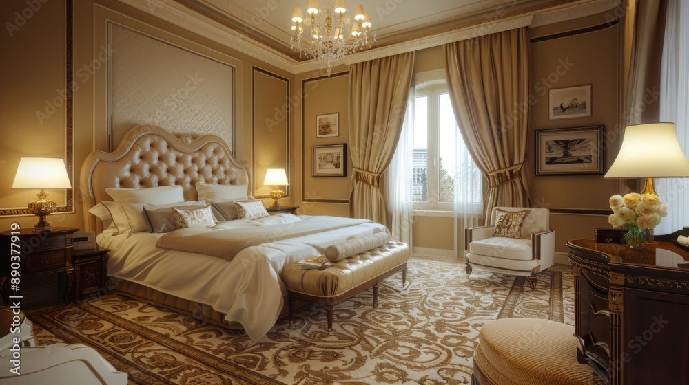 Fototapeta premium Luxurious Classic Bedroom Interior