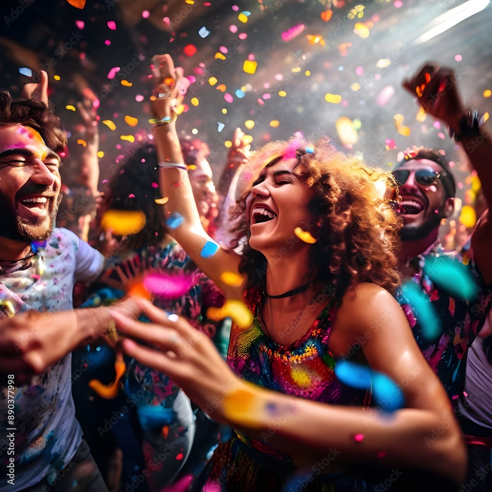Obraz premium people celebrating, new year celebration, music night, disco night, party night