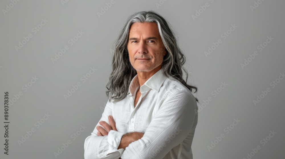 The man with gray hair The man with gray hair