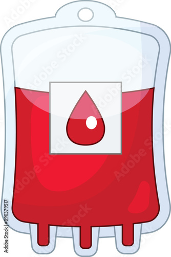 Blood bag full of blood used for transfusion to patient in hospital