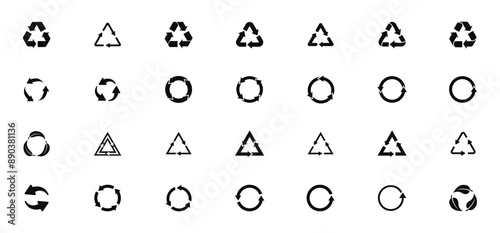 Set of recycle icon. Recycling symbol collection. Signs bio, ecology and cleanliness. An arrows that revolves endlessly. Vector illustration