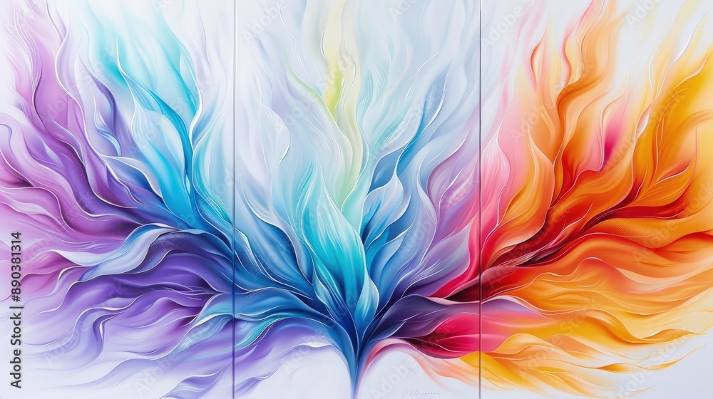 Abstract Painting Depicting Flow of Water Through Fluid Lines and Vibrant Colors Abstract Painting Depicting Flow of Water Through Fluid Lines and Vibrant Colors