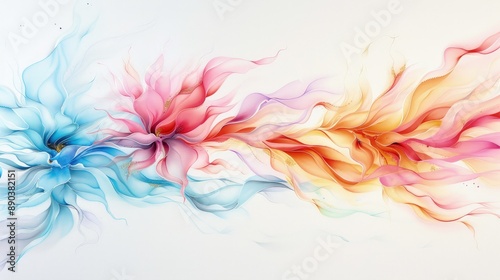 Abstract Watercolor Painting of a Vibrant Flower