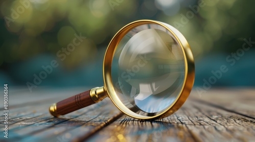 The magnifying glass closeup photo