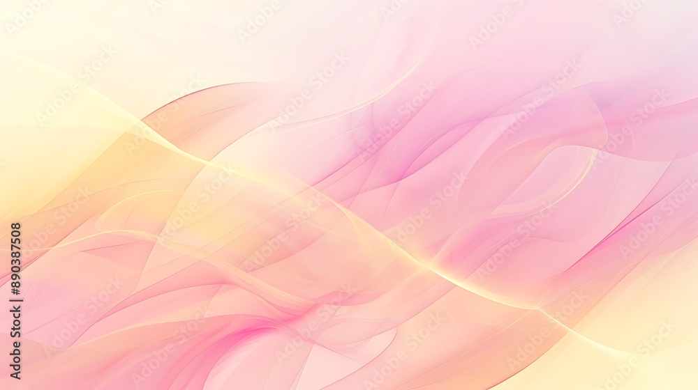 A calming abstract background with smooth gradients and gentle curves in pastel shades of pink and yellow A calming abstract background with smooth gradients and gentle curves in pastel shades of pink and yellow