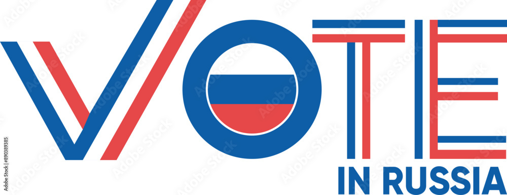 vote word Russia or Russian with voting sign showing general election of Russia, vector illustration vote word Russia or Russian with voting sign showing general election of Russia, vector illustration