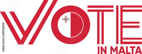 vote word Malta or Maltin with voting sign showing general election of Malta, vector illustration
