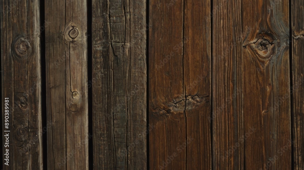Fototapeta premium Rustic wood texture with rich brown tones and natural grain patterns. Ideal for backgrounds, design projects, and adding a vintage touch to any decor.