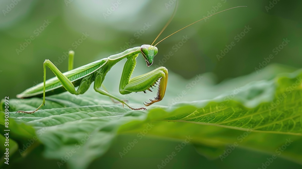 Praying mantis waiting for prey on a leaf Praying mantis waiting for prey on a leaf