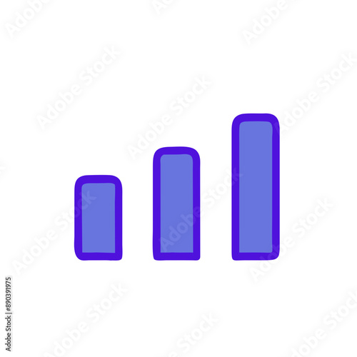 Purple Line Art Bar Chart Icon on Transparent Background 