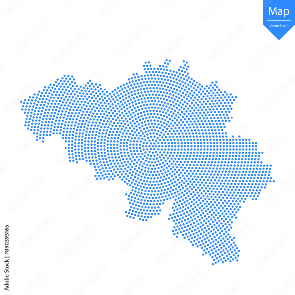 Abstract graphic Belgium map from point blue on a white background. Vector illustration. Abstract graphic Belgium map from point blue on a white background. Vector illustration.