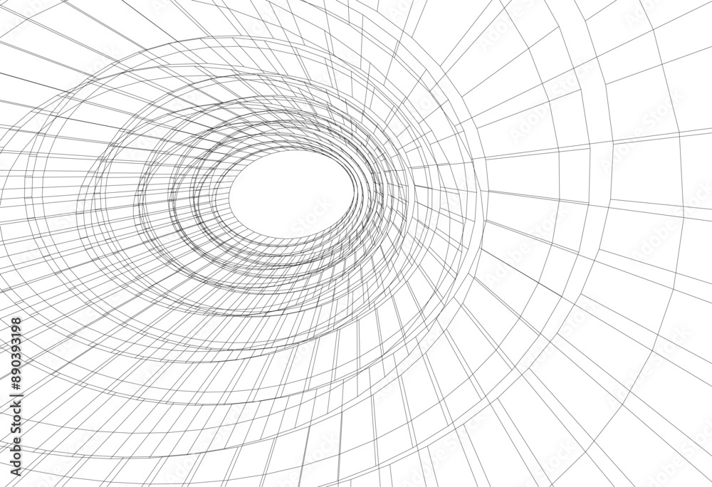 Obraz premium abstract architectural drawing linear design 3d illustration