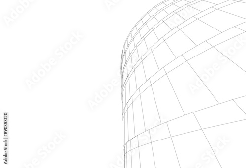Fototapeta Naklejka Na Ścianę i Meble -  abstract architectural drawing linear design 3d illustration