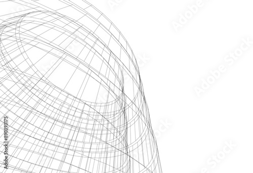 abstract architectural drawing linear design 3d illustration