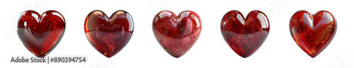Set of 3D red heart on transparent background, ai technology