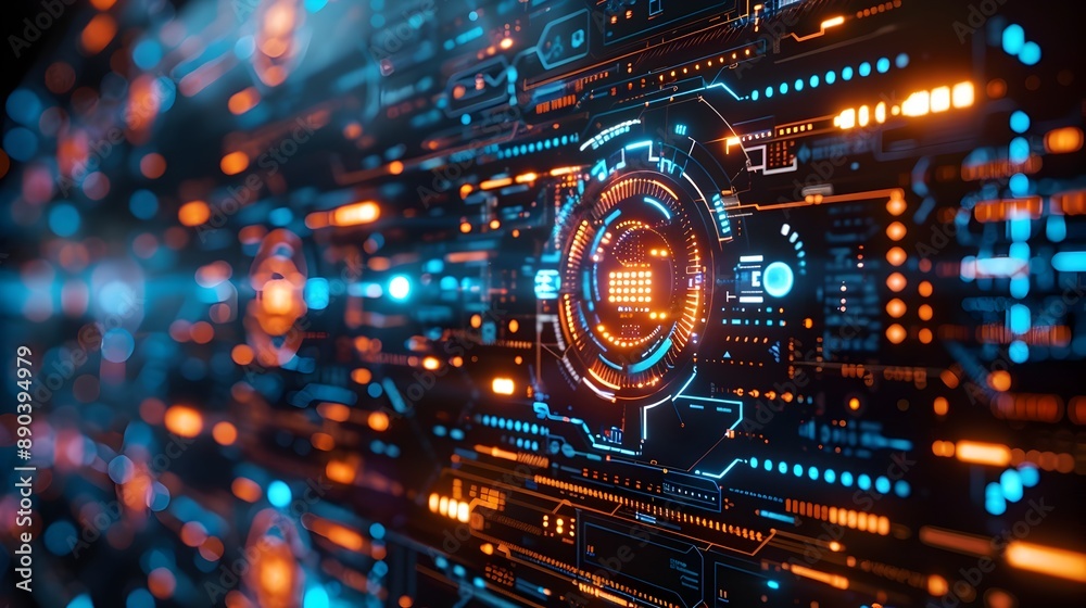 Cutting Edge Cyber Interface with Glowing Data Streams and Interactive Elements High Tech Futuristic Background Concept Cutting Edge Cyber Interface with Glowing Data Streams and Interactive Elements High Tech Futuristic Background Concept