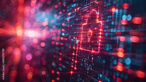 Wallpaper Mural Digital Security Concept with Lock and Matrix Background in High Tech Cyber Theme Torontodigital.ca