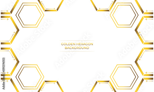 luxury white background with golden hexagon design