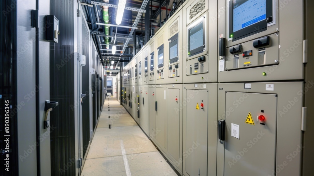 Obraz premium Advanced electrical company providing emergency power solutions for future urban environments. --ar 16:9 --style raw Job ID: 540ec93c-3b61-4760-8cd5-ebf02352ad70