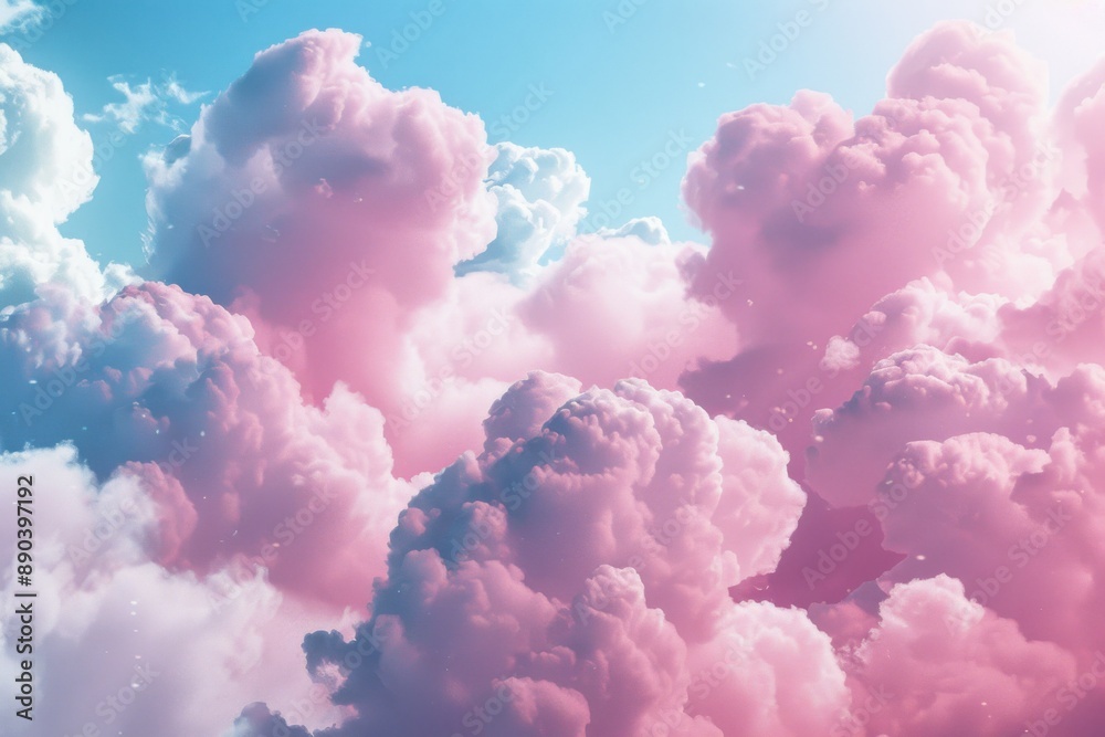 Baby Pink Cotton Candy Clouds in the Sky. Fluffy Pastel Abstract Background Baby Pink Cotton Candy Clouds in the Sky. Fluffy Pastel Abstract Background