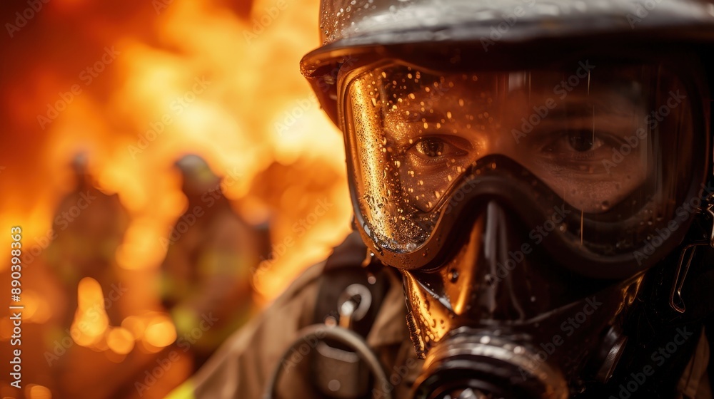 A brave firefighter is captured in action, fighting a dangerous blaze with intensity, demonstrating courage, resilience, and the unyielding spirit of firemen battling the inferno. A brave firefighter is captured in action, fighting a dangerous blaze with intensity, demonstrating courage, resilience, and the unyielding spirit of firemen battling the inferno.