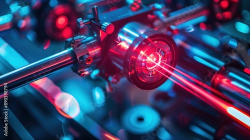 Red Laser Beam Emitted from a Scientific Device