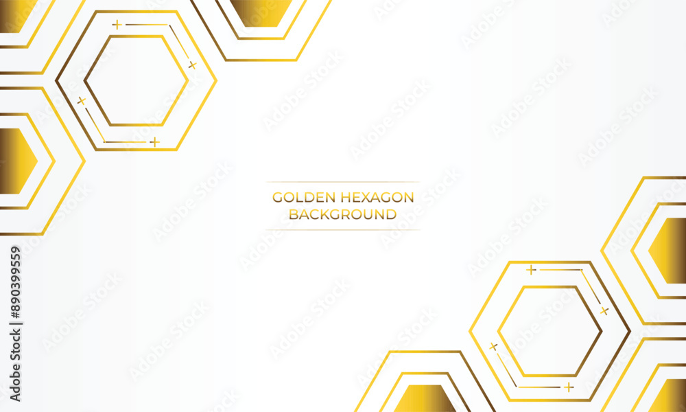 luxury white background with golden hexagon design luxury white background with golden hexagon design