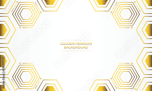 luxury white background with golden hexagon design