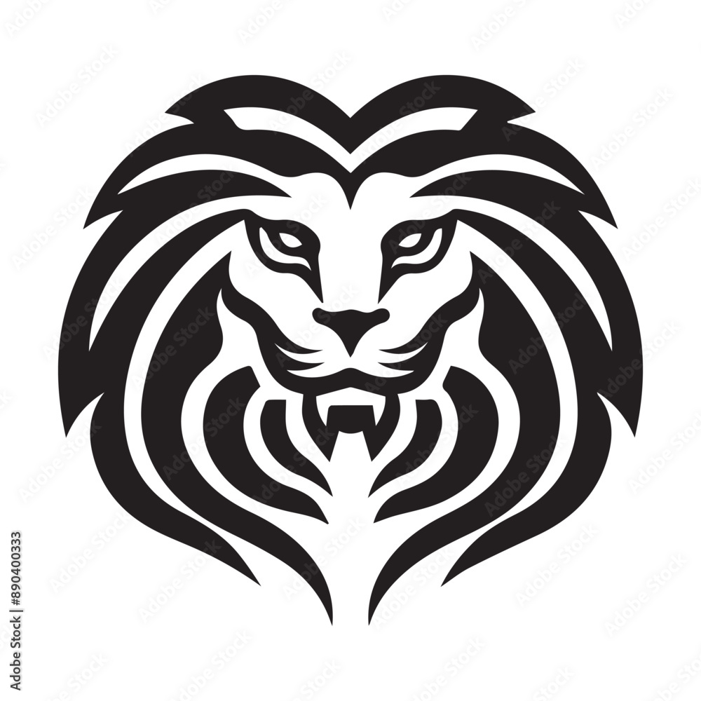 Simple lion head logo design, black vector illustration on white background Simple lion head logo design, black vector illustration on white background