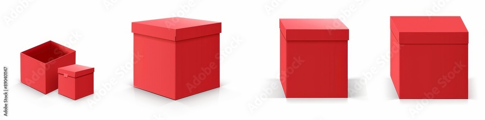 White cube box with a red background Hyperrealistic highly detailed isolated on transparent background PNG White cube box with a red background Hyperrealistic highly detailed isolated on transparent background PNG