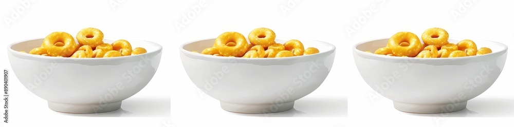 Corn rings with Cheerios cereal hyperrealistic on a transparent background. Corn rings with Cheerios cereal hyperrealistic on a transparent background.