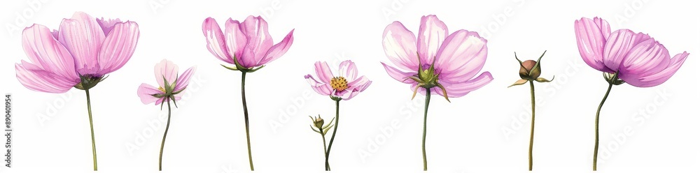 Pink Cosmos Flowers Hyperrealistic Highly Detailed Isolated On A Transparent Background Pink Cosmos Flowers Hyperrealistic Highly Detailed Isolated On A Transparent Background