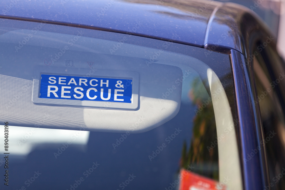 Search & Rescue - Sun visor sign Search & Rescue - Sun visor sign