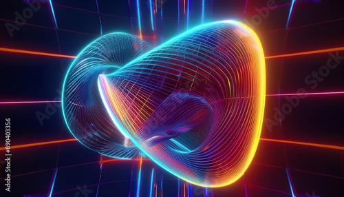 abstract hologram 3D shape movement with future colors
