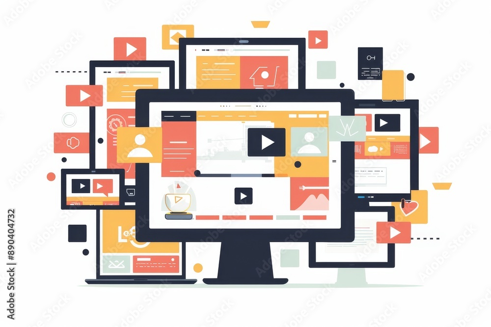 Online Video Streaming Technology Isolated Web Graphic Generative Illustration Online Video Streaming Technology Isolated Web Graphic Generative Illustration