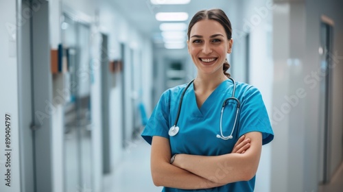 The nurse in hospital hallway