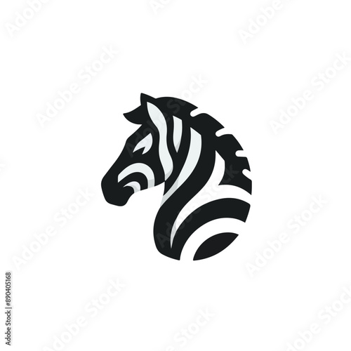 flat vector logo of a zebra.