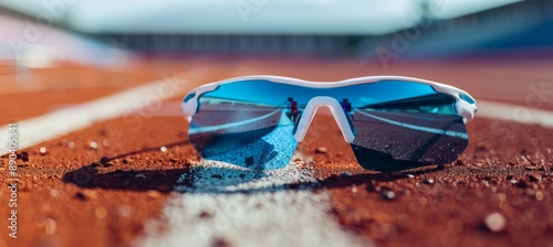 High-Performance Sports Sunglasses on Outdoor Track for Racewalkers - Optimal Protection and Clarity photo