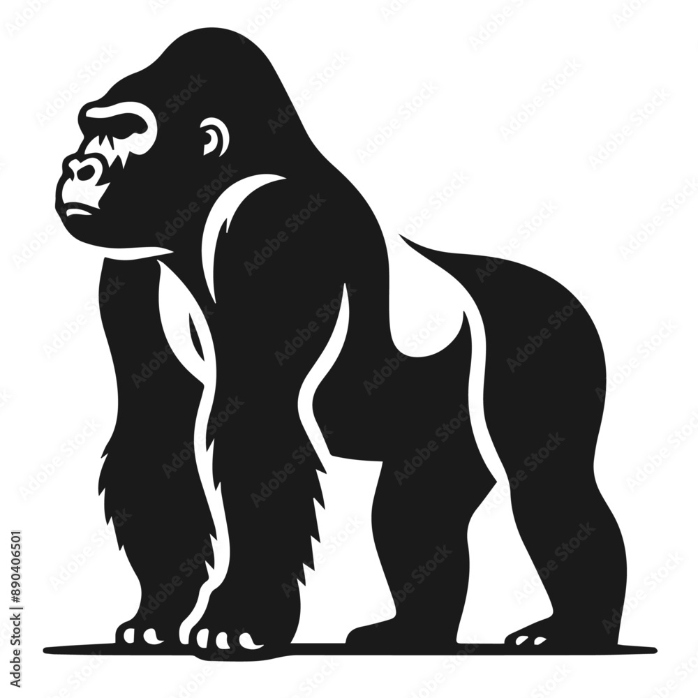 Black and white vector silhouette of a Gorilla isolated on white background
Black and white vector silhouette of a Gorilla isolated on white background