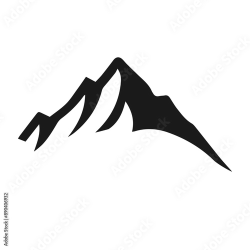Black and white vector silhouette of a Mountain isolated on white background	
