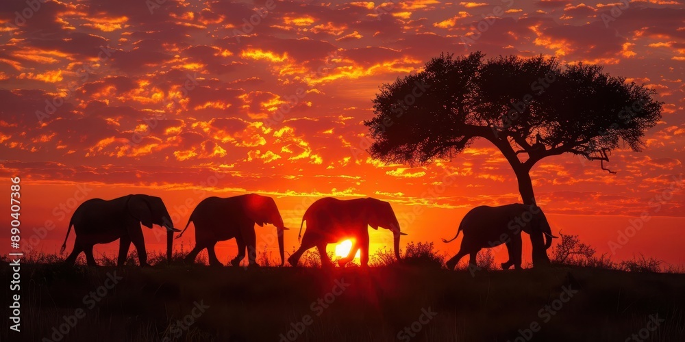 Elephants with Sunset Backdrops Images of elephants against the backdrop of a vibrant African sunset, highlighting the warm colors and majestic silhouettes Elephants with Sunset Backdrops Images of elephants against the backdrop of a vibrant African sunset, highlighting the warm colors and majestic silhouettes