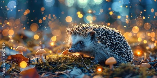 Hedgehogs in Fairy Tale Themes Illustrations or photos of hedgehogs in magical or fairy taleinspired settings photo