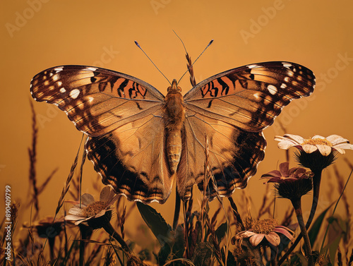 Beautiful butterfly side view